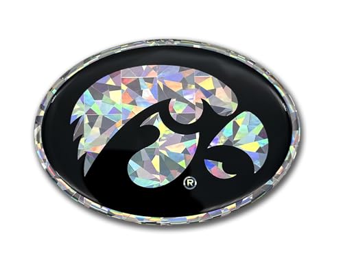 Elektroplate Officially Licensed Iowa Hawkeyes Silver Reflective Decal | Premium 3D Doming All Weather Sticker for Car, Water Bottle, Laptop, Tablet, Window, Cooler, Toolbox, Phone | Made in The USA