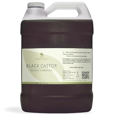 Black Castor Oil of Jamaica - 32 oz - Pure, Unrefined, Cold Pressed, Smoky scent, Non-GMO, Free of any Chemicals, Fillers, Additives - Virgin Oil for Skin, Hair, Nails, Body, Arms, Legs & More