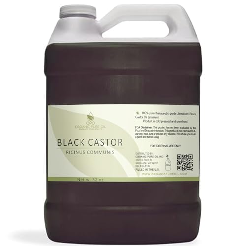 Black Castor Oil of Jamaica - 32 oz - Pure, Unrefined, Cold Pressed, Smoky scent, Non-GMO, Free of any Chemicals, Fillers, & Additives - Virgin Oil for Skin, Hair, Nails, Body, Arms, Legs & More