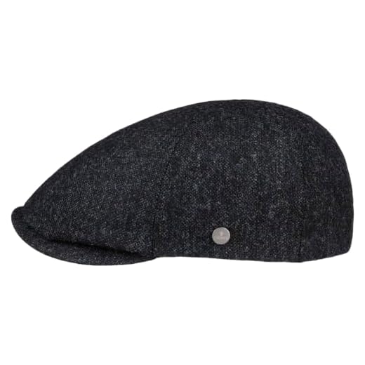 Lierys Dunlap Wool Duck Flatcap Made in EU Cap Melange Cotton Lining Men Autumn Winter Navy XXL (62-63 cm)
