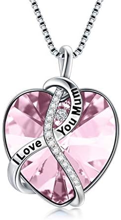Gifts for Mum Necklaces Mother Birthday Jewellery Gifts Sterling Silver "I Love You Mum" Heart Necklace