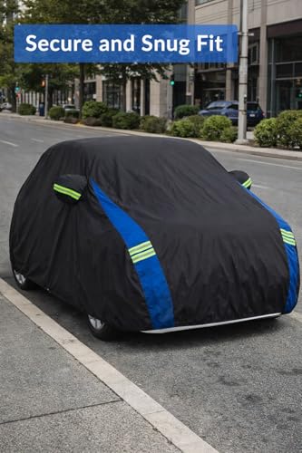 Image of Avecrew Car Cover Custom Fit for Benz Smart, Waterproof All Weather Full Exterior Cover Rain Snow Protection Cover with Side Door Zipper Design