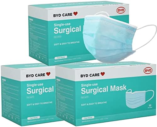 EBAT Promo 3-Box(150PCS) BYD ASTM Level 3 ‎Model FE2311X(Flat) Blue Disposable Single Use 3-Ply Face Masks Approved on 05/12/2022 for Expiration Term of 3 Years After Production Date(Read Statement)