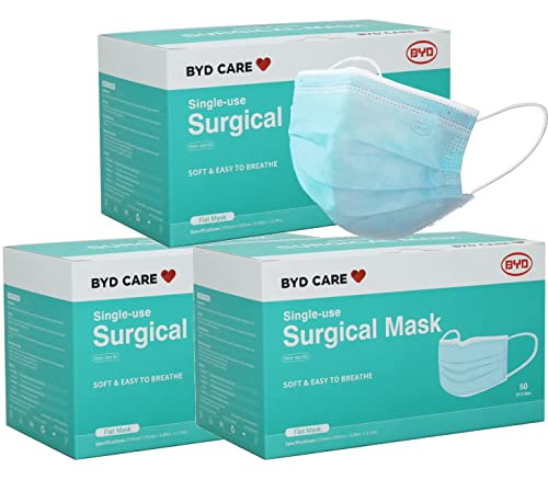 Ebat Promo 3-Box(150Pcs) Byd Astm Level 3 ‎Model Fe2311X(Flat) Blue Disposable Single Use 3-Ply Face Masks Approved On 05/12/2022 For Expiration Term Of 3 Years After Production Date(Read Statement) #TOP29