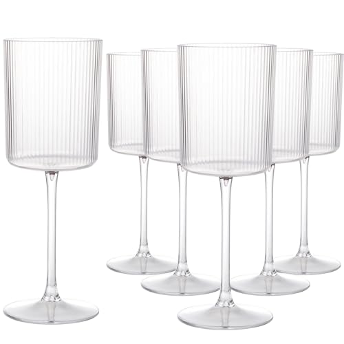 Wine Glasses, 12 Pcs 10oz Textured Drinkware, Elegant Design for Parties, Weddings, Home Bar & Daily Use, Ideal for Wine, Cocktails, Juices (Transparent)