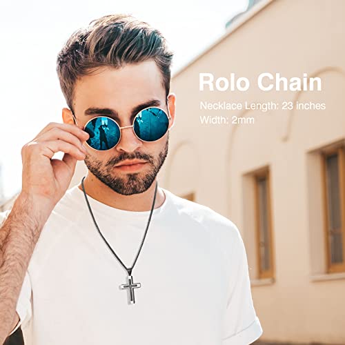 Dad Gifts For Fathers Day, Cross Necklace For Men Titanium Steel Cross Pendant For Dad Daddy Papa Stepdad Grandpa Father In Law, Father's Day Anniversary Birthday Gifts For Dad From Daughter Son Valentines Gifts For Husband From Wife-Best Dad Ever #TOP1