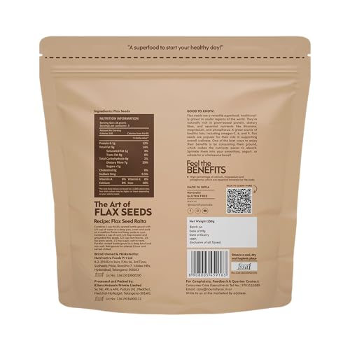 Image of Nourish You Raw Flax Seeds 150g | Supper For High Protein, Rich in Fiber & Omega-3 | 100% Natural Flax Seeds for Hair Growth | Flax Seeds for Eating, Smoothies, and Healthy Baking