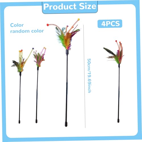 Brinquedo de varinha de gato, 4 peças de varinha interativa para gatos com sino alto, brinquedo de b