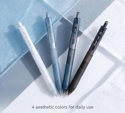 bimolon Glacier Land Gel Ink Pens 8-Pack, 0.5mm Fine Point Black Ink Pens, Minimalist Frost Design, Fast Dry No Smudge Retractable Pens with Soft Grip for Office School Journaling - Image 2