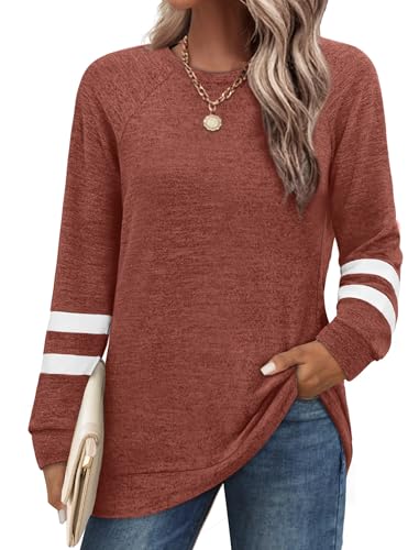 Image of Saloogoe Tunic Sweatshirts for Women Crewneck Lightweight Sweaters Raglan Long Sleeve Shirts Fall Fashion Tops 2026