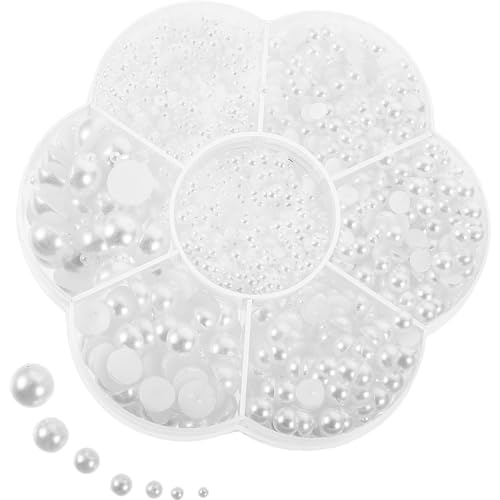 COHEALI Flat Back Half Pearls Nail Art Accessories 5600 Pieces DIY Manicure Decoration Cream White Pearls for Nail Crafts and Beauty Enhancements