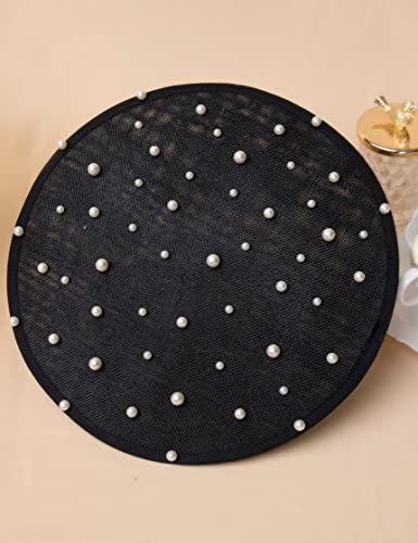 Coucoland Black Fascinator Hats For Women - Elegant Women's Fascinators Flat Tea Party Funeral Church Saucer Hat #TOP3