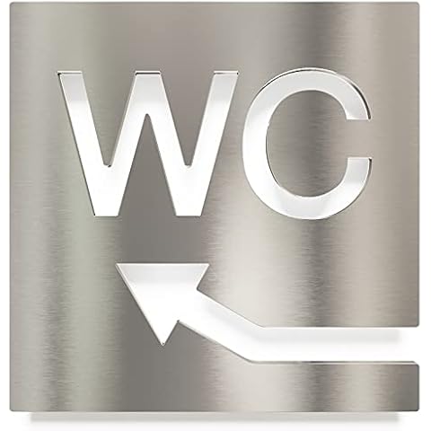 INOXSIGN W.07.E Toilet Sign Stainless Steel Self-Adhesive and Easy Care Design Toilet Sign with Arrow Cover