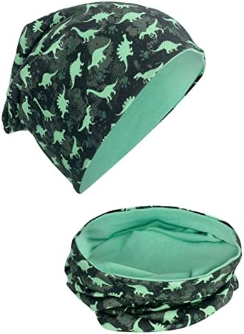 HECKBO Children Girl Beanie Hat & Loop Scarf Set - Different Designs - Spring Summer Fall Winter - 95% Cotton - Soft Easy Care Stretch Material - for Cool Kids Boys Girls