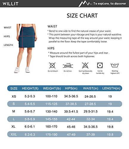 Willit Women's 19" Skort Skirt Tennis Golf Athletic Skirt Knee Length Casual Skort With Pockets Navy Blue M #TOP5