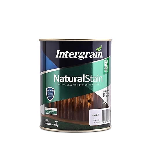 Intergrain Natural Stain – Charcoal (1 LTR) | Premium Water-Based Exterior Wood Polish & Coating for Decks & Furniture | Waterproof, UV Resistant, Long-Lasting Wood Finish