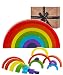 Jaques of London Jouets en bois arc-en-ciel | 7 pièces de jouets empilables arc-en-ciel | Jouets Montessori pour garçons et filles de 1, 2 et 3 ans | Tri, empilable et branchement | Depuis 1795