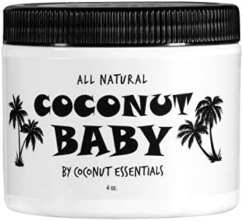 Coconut Baby Oil Organic Moisturizer - Cradle Cap Treatment, Hair Growth, Skin Protection, Eczema, Psoriasis - Massage, Sensitive Skin, Diaper Rash, Stretch Marks - with Sunflower & Grape Seed Oils - 4 fl oz