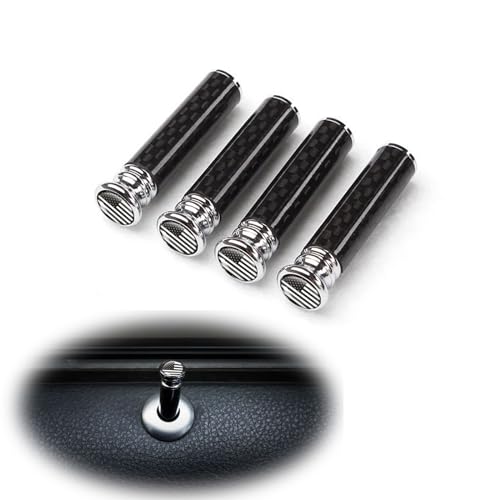 ZKFAR 4 PCS American Flag Car Modification Door Lock Knob, Carbon Fiber Metal Vehicle Door Lock Knob Pull Pin Cover, Universal Automotive Door Handle Accessories for SUV Truck Van (Black)