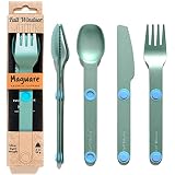 MAGWARE Magnetic Camping Utensils Set - Portable & Reusable Metal Travel Flatware with a Case for Ca