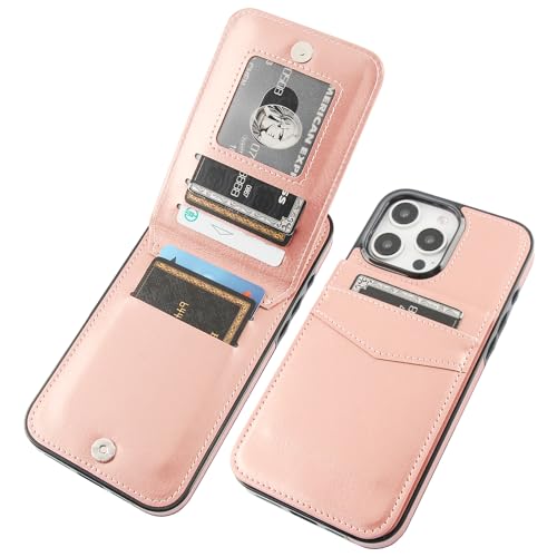 KIHUWEY for iPhone 16 Pro Max Wallet Case Card Holder Kickstand, Rose Gold by KIHUWEY - Used condition - US$14.85