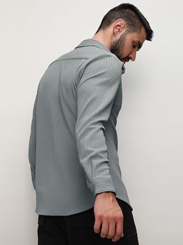 Image of Noble Monk Men's Regular Fit Casual Shirt |Full Sleeve| Polo Neck |Casual Shirts for Men