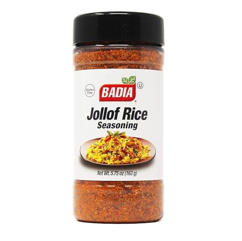 Badia Jollof Rice Seasoning, 5.75 oz – African Blend of Tomato, Peppers, Onion & Spices, Bold Savory Flavor, Gluten Free
