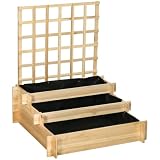 Outsunny Jardinera con Enrejado de 3 Niveles 95x95x110 cm Natural