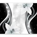 murando Fototapete Blumen Lilien 350x256 cm Vlies Tapeten Wandtapete XXL Moderne Wanddeko Design Wand Dekoration Wohnzimmer Schlafzimmer Büro Flur schwarz weiß grau Ornament Abstrakt b-A-0246-a-c