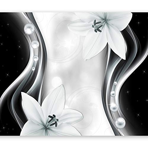 murando Fototapete Blumen Lilien 400x280 cm Vlies Tapeten Wandtapete XXL Moderne Wanddeko Design Wand Dekoration Wohnzimmer Schlafzimmer Büro Flur schwarz weiß grau Ornament Abstrakt b-A-0246-a-c