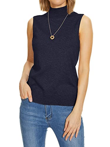 Image of INKOFF Sleeveless Mock Neck Turtleneck Knit Tops Women Dressy Casual Sweater Vest Business Work Tank