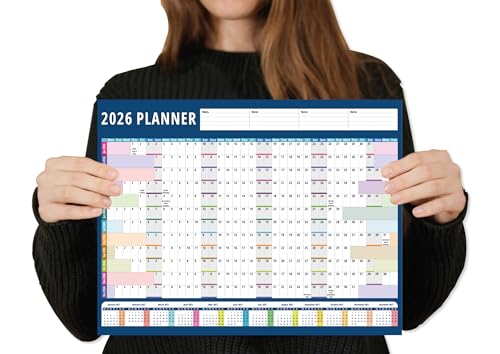 2026 Wall Planner A1 FullYear Wall Calendar A1 Academic Large Yearly Calendar Runs From January 2026 to December 2026 Perfect for School Office or Home Organization 59.4 x 84.1 CM (A3 Blue 2026)