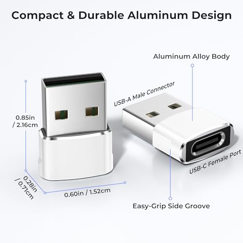 Image of Basesailor USB to USB C Adapter,USBC Female to USB A Male Adapter,Type C Converter Charger for iPhone 17 Pro Max,16 15,Apple Watch iWatch S11 S10 SE,AirPods 3,iPad mini Air,Samsung Galaxy S25,White
