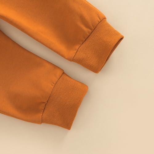 Toddler Boys Halloween Clothes Pumpkin Print Long Sleeve Round Neck Pullover Solid Color With Pocket Pants Set4