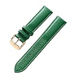 PNESHGTT Cinturino for orologio piccolo fresco da donna in morbida pelle bovina primo strato compatibile con Casio Dw Tissot Longines uomo modello litchi(Green gold buckle,14mm)
