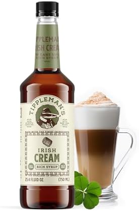 Tippleman's Irish Cream Coffee Syrup - Rich Flavor for Hot or Iced Drinks, Latte, Tea, Espresso, Cappuccino, Cocktails, & Baking - 25.4 Fl Oz