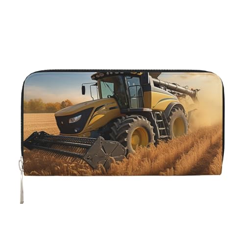 Pu Leather Wallet For Women Girl, Zip Around Credit Card Holder Farm Tractor Harvest Long Wallet Clutch Purse Waterproof Travel Handbag - Main Image