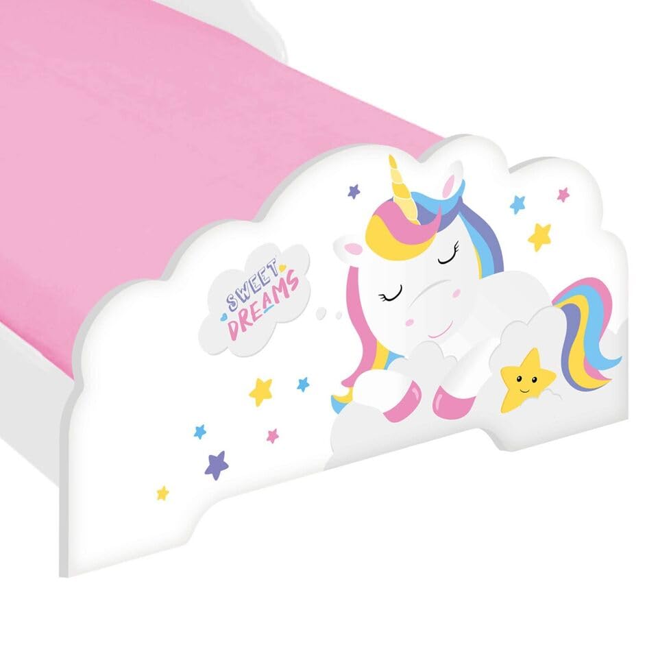 URBNLIVING Cuna de madera para niños con protección de seguridad (unicornio)