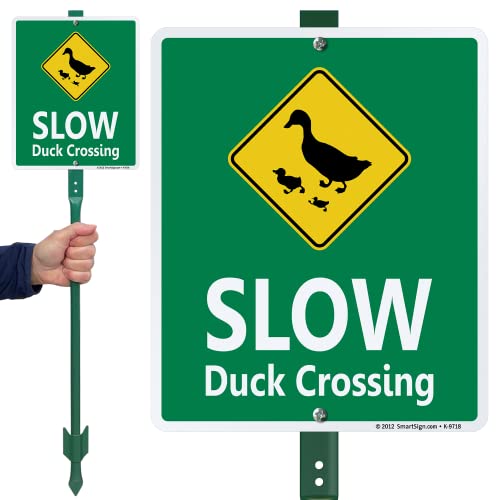 Smartsign 12 X 10 Inch “Slow - Duck Crossing” Yard Sign With 3 Foot Stake, 40 Mil Laminated Rustproof Aluminum, Multicolor, Set Of 1 #TOP1