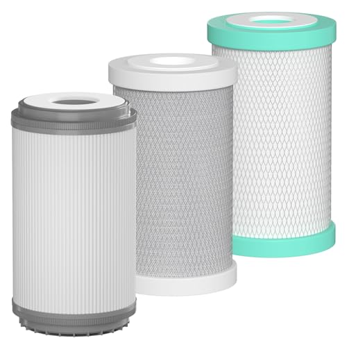 RV Water Replacemen Cartridges Compatible with GLACIER FRESH RV Water Filter System, 0.2 Micron High Flow Filter, Sediment “Longevity” and Granular Activated Carbon “Tasty”, 1 Set