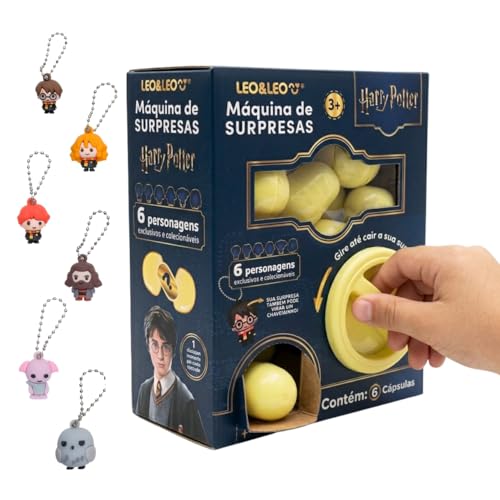 Máquina de Surpresas Harry Potter, LEO&LEO, 6 Cápsulas, Personagens Colecionáveis, Chaveiros