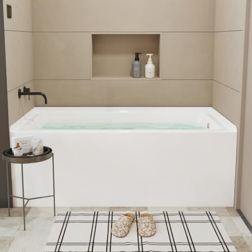 60'x30' Acrylic Alcove Bathtub with Integral Apron - Right Drain & Brushed Nickel Pop-Up Drain...