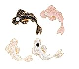 4 Stück/Set rosa weiße Koi-Brosche niedlich Goldfisch Karpfen Emaille Pin Denim Revers Fisch Abzeichen Familie Kind Segen Emaille Revers Pins Abzeichen Broschen und Pins Sammlung Geschenke Freunde