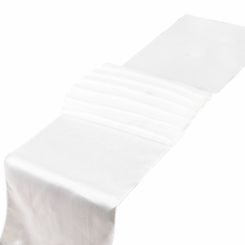 RayLineDo® 1PCS 12'' X 108'' Satin Table Runners for Wedding Party Banquet Table Party Bridal Decoration in White