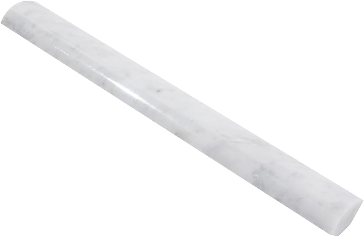Lovdeco Carrara 1" X 12" Marble Quarter Round Tile Liner, Edge Trim Molding for Shower and Backsplash, Bullnose Tile Trim Polished, 6 Pcs/Box