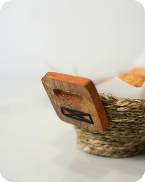 Swadeh The Bread Bower Sabai Grass Bread Basket (Set of 2): Handwoven Eco-Friendly Beige Serveware Baskets, 10 Inch & 12 Inch, Food-Safe Lightweight Tabletop Bread Basket by Indian Artisans 3