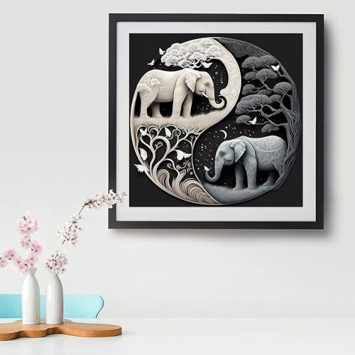Tiwabb Elephant Stamped Cross Stitch Kits,Cross Stitch Kits for Adults Beginners,11 CT Full Range of Cross-Stitch Stamped Kits Needlecrafts for Home Decor Patterns 13.8 x 13.8inch