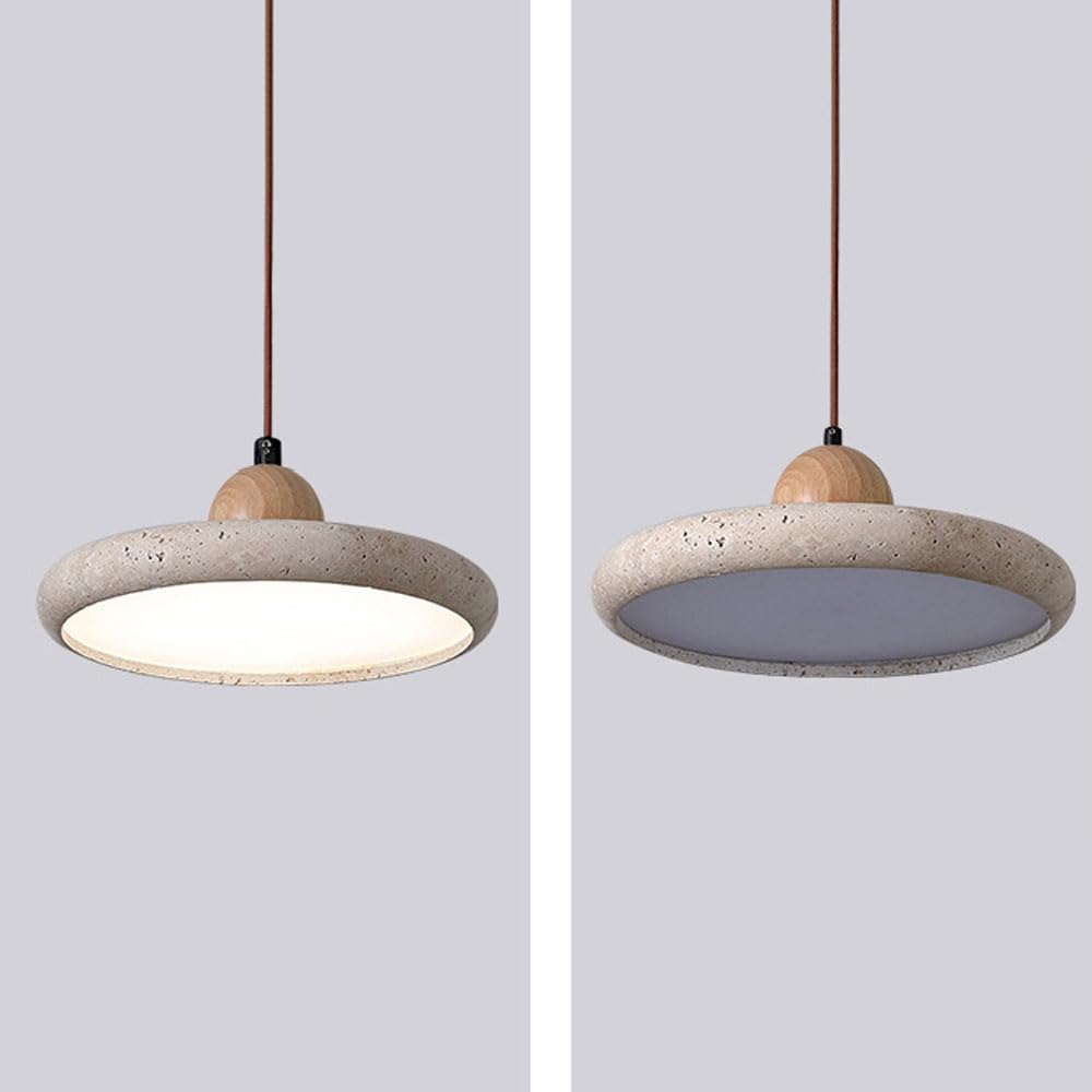 Grande Suspension en Pierre Naturelle réglable Bol en travertin français Lampe Suspendue pour Chambre Salon Wabi Sabi luminaire 28W LED Moderne scandinave Cuisine Suspension