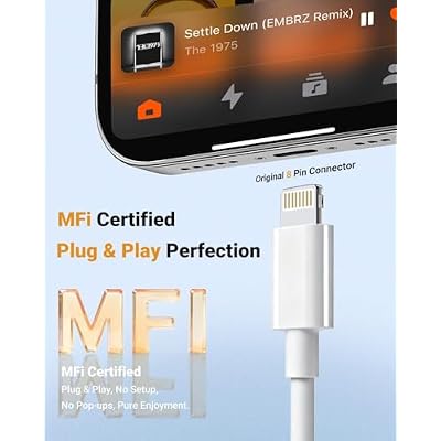 Lightning to 3.5mm Headphone Jack Adapter [Apple MFi Certified] Hi-Fi Stereo Sound, Full Function Control, Compatible with iPhone 14/13/12/11/X/8 & More for Music, Calls & Car AUX White 3Pack