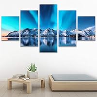 SIGNWIN 5 Panel Canvas Wall Art Modern Art Astronomy & Space Aurora Colorful Global Multicolor Photography for Home Decorations Ready to Hang - 60